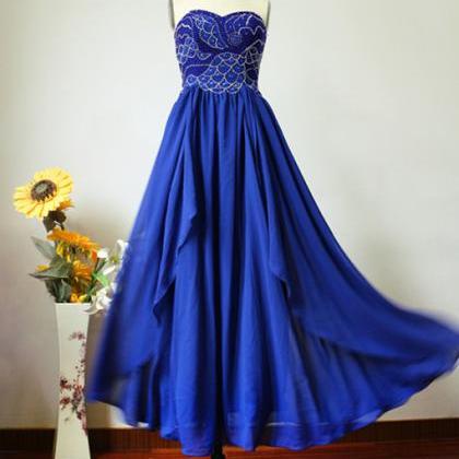 Royal Blue Chiffon Evening Dress, Party Dress,..