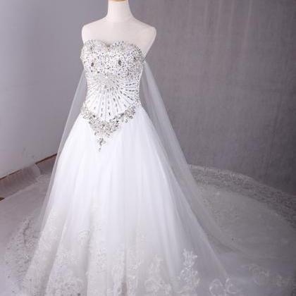 Romantic Crystals Wedding Dress, Bridal Gown,..