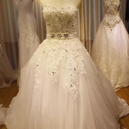 Romantic Crystals Wedding Dress, Bridal Gown,..