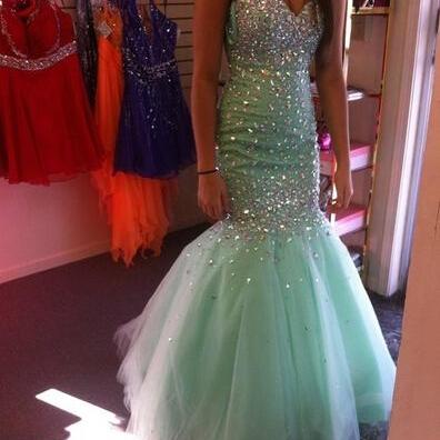 Crystals Mermaid Prom Dress, Party Dress, Evening..