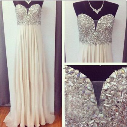 Chiffon Crystals Prom Dress, Party Dress