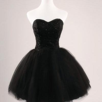 Short Black Tulle Prom Dress, Homecoming Dress, Cocktail Dress
