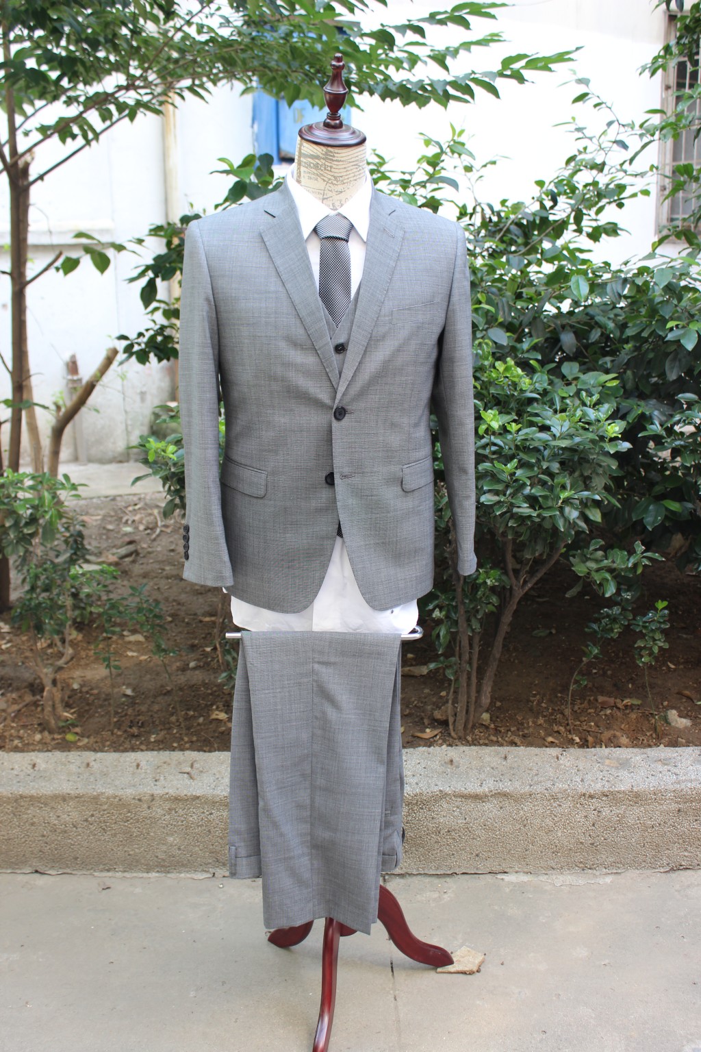 3 Pieces Gray 100% Wool Suit For Father, Bf