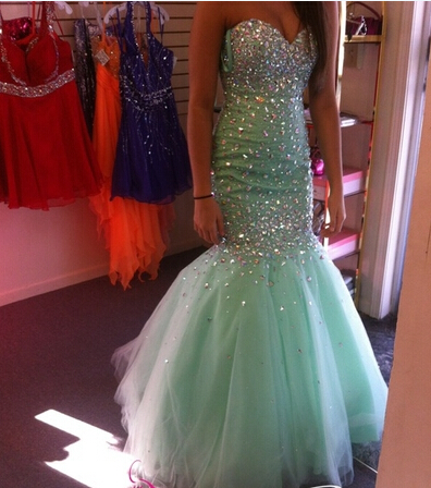 Crystals Mermaid Prom Dress, Party Dress, Evening Dress